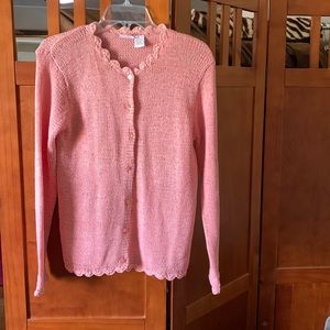 Knit Button Cardigan with Scallop Trim Accents